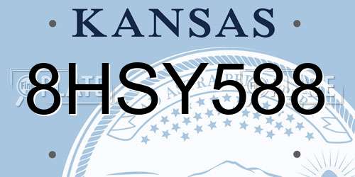 8HSY588 Kansas License Plate