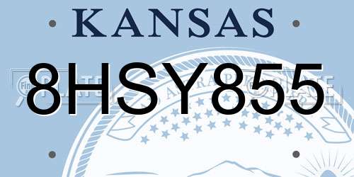 8HSY855 Kansas License Plate