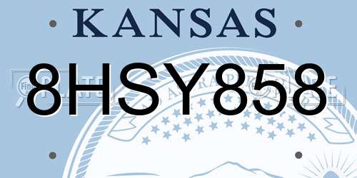 8HSY858 Kansas License Plate