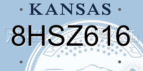 8HSZ616 Kansas License Plate