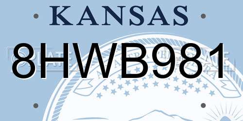 8HWB981 Kansas License Plate