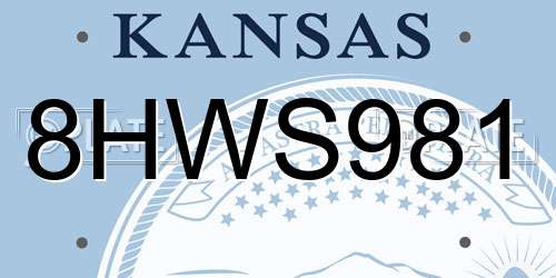 8HWS981 Kansas License Plate