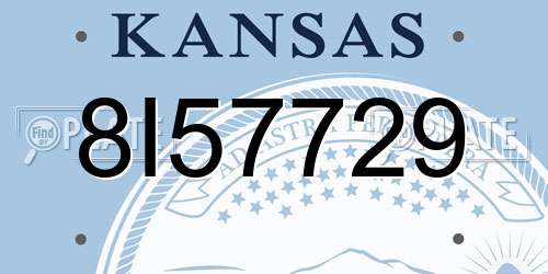 8I57729 Kansas License Plate