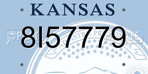 8I57779 Kansas License Plate
