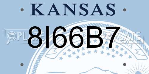 8I66B7 Kansas License Plate