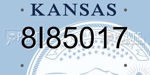 8I85017 Kansas License Plate