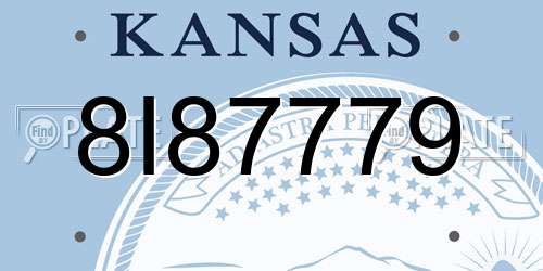 8I87779 Kansas License Plate