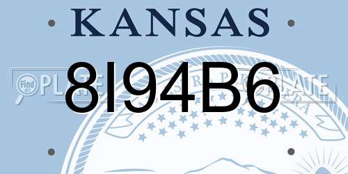 8I94B6 Kansas License Plate