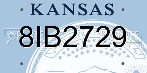8IB2729 Kansas License Plate