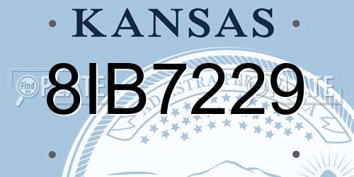 8IB7229 Kansas License Plate