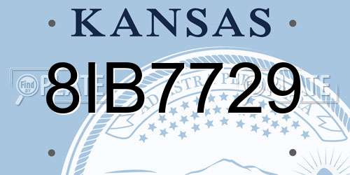 8IB7729 Kansas License Plate