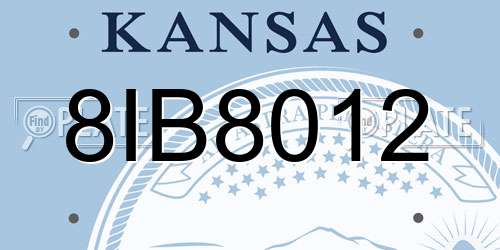 8IB8012 Kansas License Plate