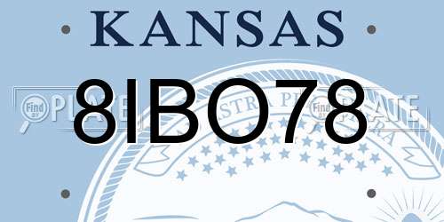 8IBO78 Kansas License Plate