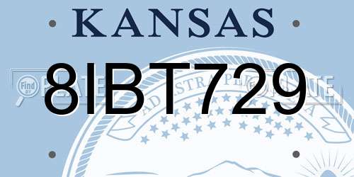 8IBT729 Kansas License Plate