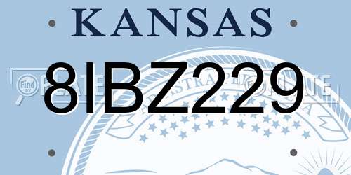 8IBZ229 Kansas License Plate