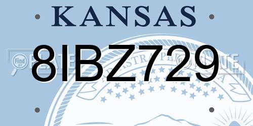 8IBZ729 Kansas License Plate