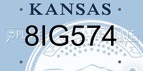 8IG574 Kansas License Plate