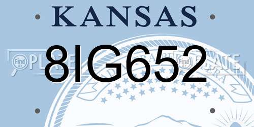 8IG652 Kansas License Plate