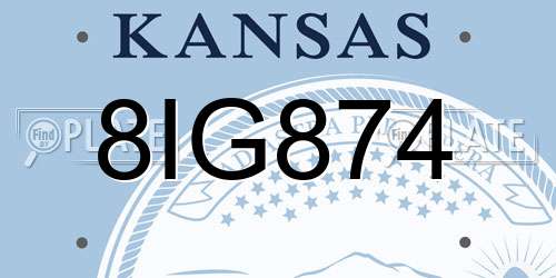 8IG874 Kansas License Plate