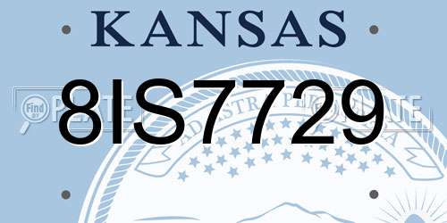 8IS7729 Kansas License Plate