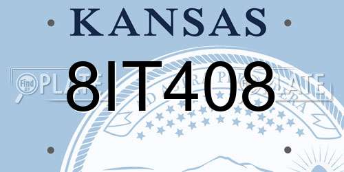 8IT408 Kansas License Plate