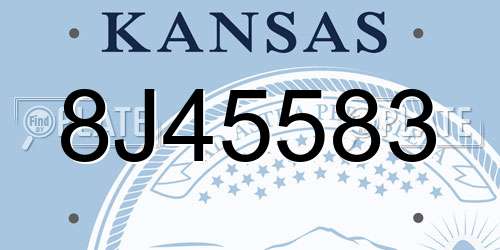 8J45583 Kansas License Plate