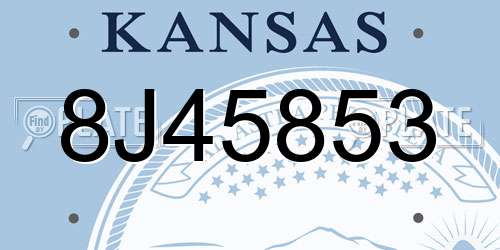 8J45853 Kansas License Plate
