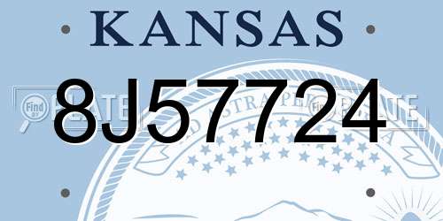 8J57724 Kansas License Plate