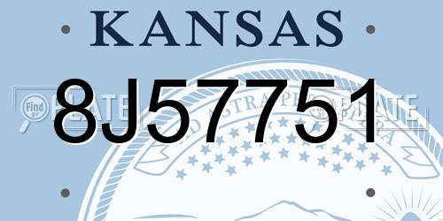 8J57751 Kansas License Plate