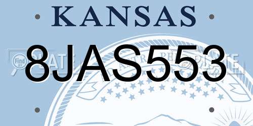8JAS553 Kansas License Plate