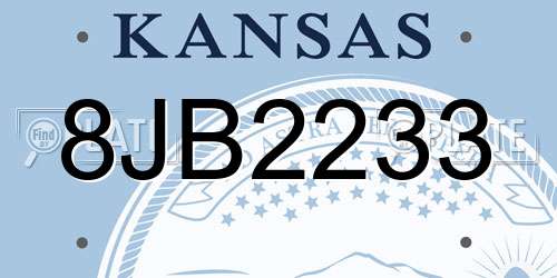 8JB2233 Kansas License Plate