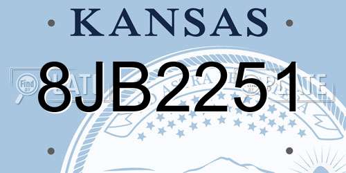 8JB2251 Kansas License Plate