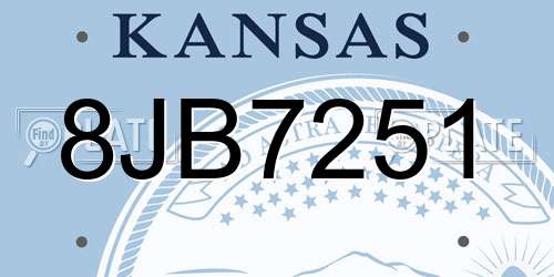 8JB7251 Kansas License Plate