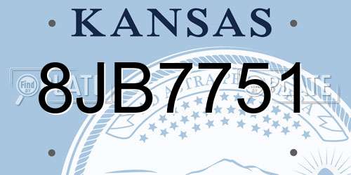 8JB7751 Kansas License Plate