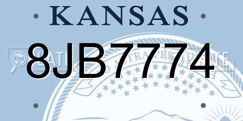 8JB7774 Kansas License Plate