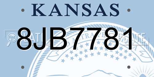 8JB7781 Kansas License Plate