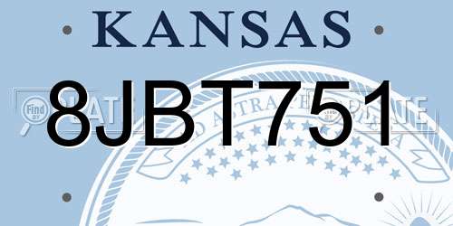 8JBT751 Kansas License Plate