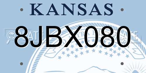 8JBX080 Kansas License Plate