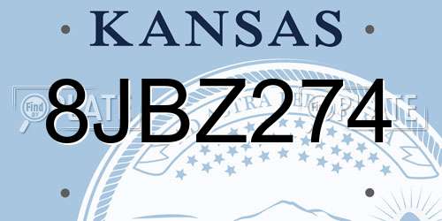 8JBZ274 Kansas License Plate