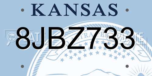 8JBZ733 Kansas License Plate