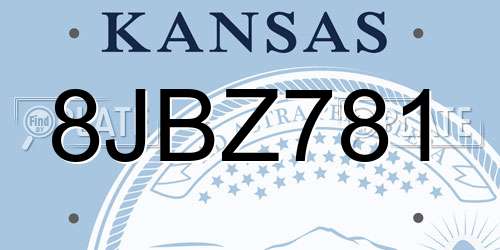 8JBZ781 Kansas License Plate
