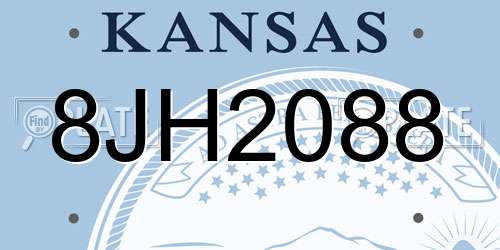 8JH2088 Kansas License Plate