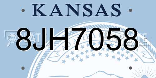 8JH7058 Kansas License Plate