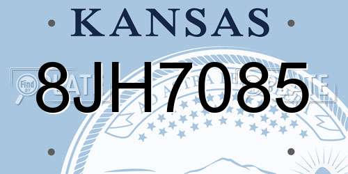 8JH7085 Kansas License Plate