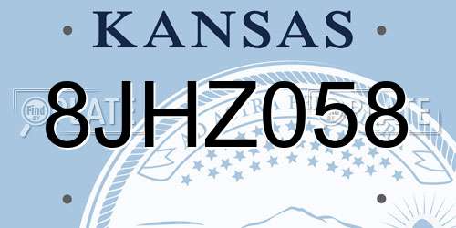 8JHZ058 Kansas License Plate