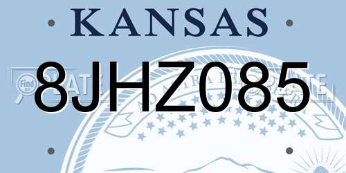 8JHZ085 Kansas License Plate