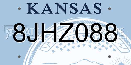 8JHZ088 Kansas License Plate