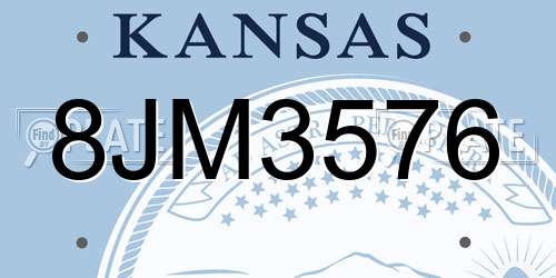 8JM3576 Kansas License Plate