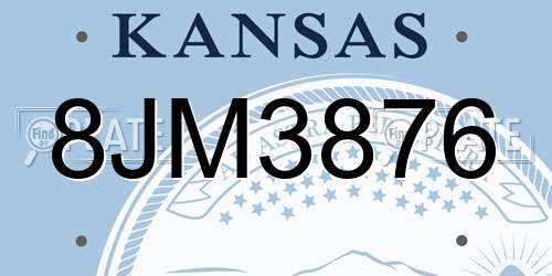 8JM3876 Kansas License Plate
