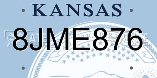 8JME876 Kansas License Plate